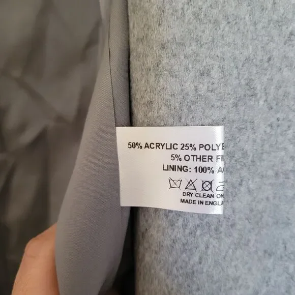 Helene Berman Womens Longline Over Coat Size 14 Gray Wool Blend Pockets Nwt - Picture 4 of 7